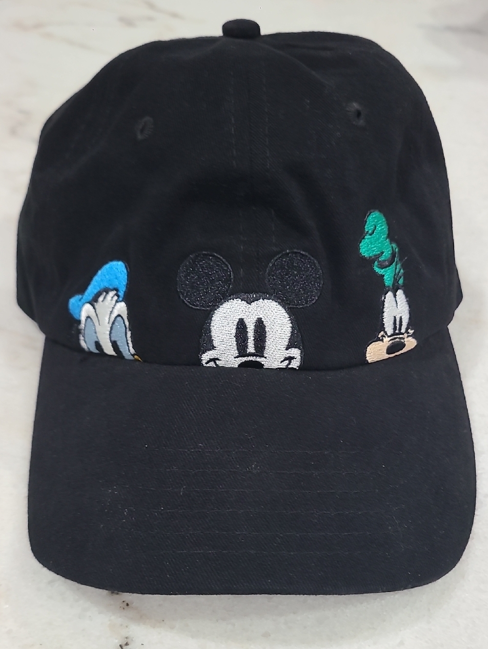 Disney Black Baseball Cap with Mickey, Donald & Goofy Embroidered Faces